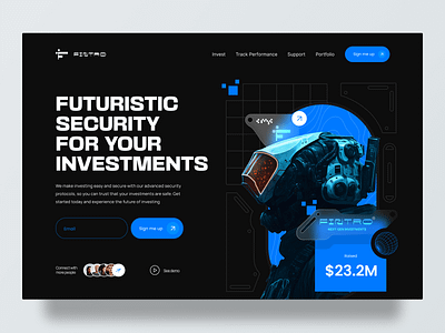 Fintro - Website Design aiaided aiart aiassisted branding design figma finance futureui illustration logo mech midjourney midjourneyart robotics typography ui ui design ux vector