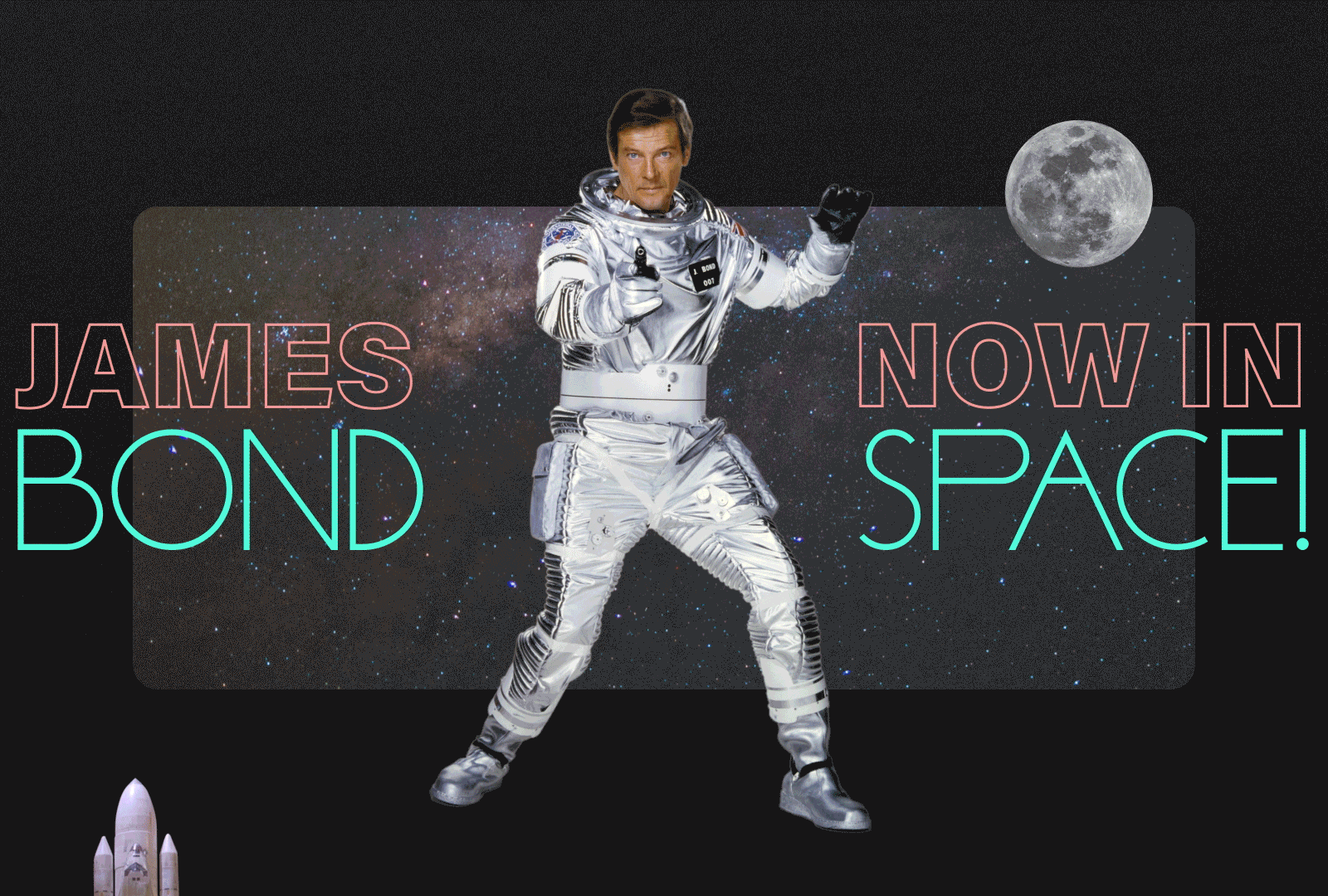 Bond in Space, for Stitcher/Sirius XM 2d 2d animation after effects animation astronaut bond collage james bond moon motion motion graphics space stars texture universe