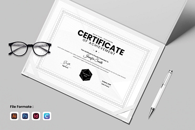 Modern Certificate of Achievement Template a4 agency branding brochure business certificate cv design education graphic design illustration landscape logo minimal professional school study template ui university