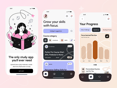 E-learning Mobile App app design course e learning education education app ios language learning learning app learning platform mobile mobile app online class online school student tutors ui