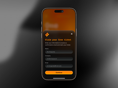 Mobile Ticket Form UI 16 pro max dark mode gradient illustration ios iphone mobile orange phone ui ux vibrant