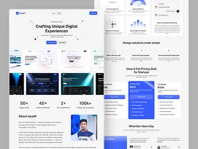 Minimal Personal Portfolio Landing Page – Web Designer design designdaily frontenddeveloper landing page landing page designer landingpage personalwebsite portfoliodesign tailwindcss ui ui design ui designer uidesign ux uxuidesign webanimation webdesign website website designer whitemodeui