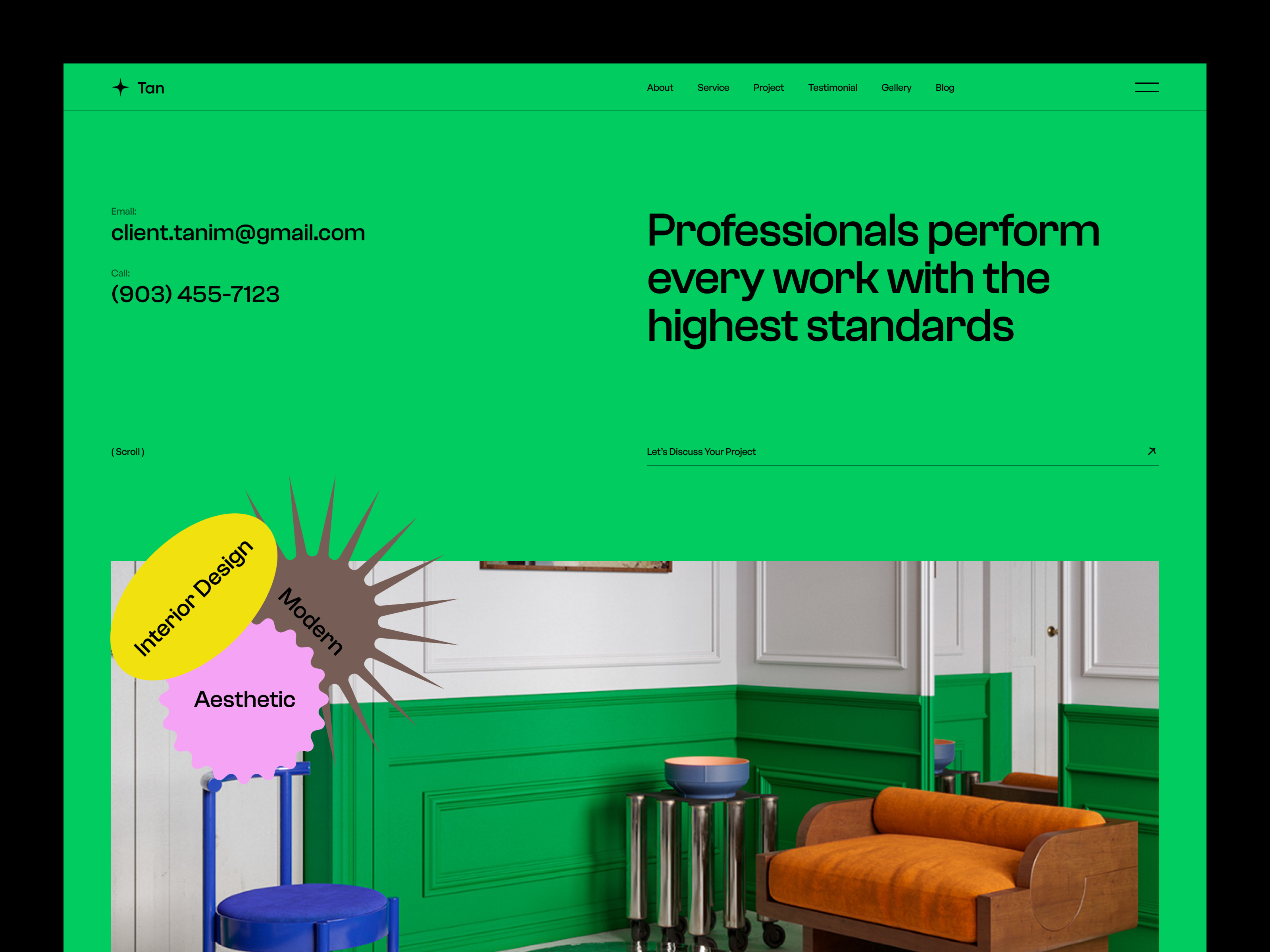 Interior Design Agency Website - Header agency architecture company exterior furniture header home page interface interior landing living modern page room tanim team typography ui ux web