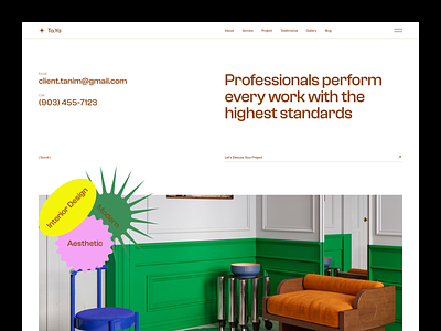 Interior Design Agency Website - Header agency architecture company exterior furniture header home page interface interior landing living modern page room tanim team typography ui ux web