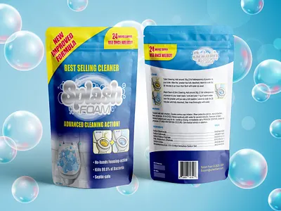 Splash Foam Cleaner Bag Design bottle design branding cbd packaging design graphic design illustration labeldesign logo packaging ui