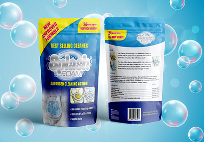 Splash Foam Cleaner Bag Design bottle design branding cbd packaging design graphic design illustration labeldesign logo packaging ui