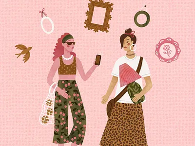 Thrift Market Poster character design contemporary illustration editorial illustration poster retro vintage