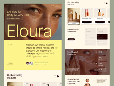 Eloura - Skin Care Website Design beauty design beauty product beauty website cosmatic cosmtaics e commerce ecommerce website landingpage mackup mordern online store product web shopify skin care product skincare ecommare skincare website ui uiux web design website