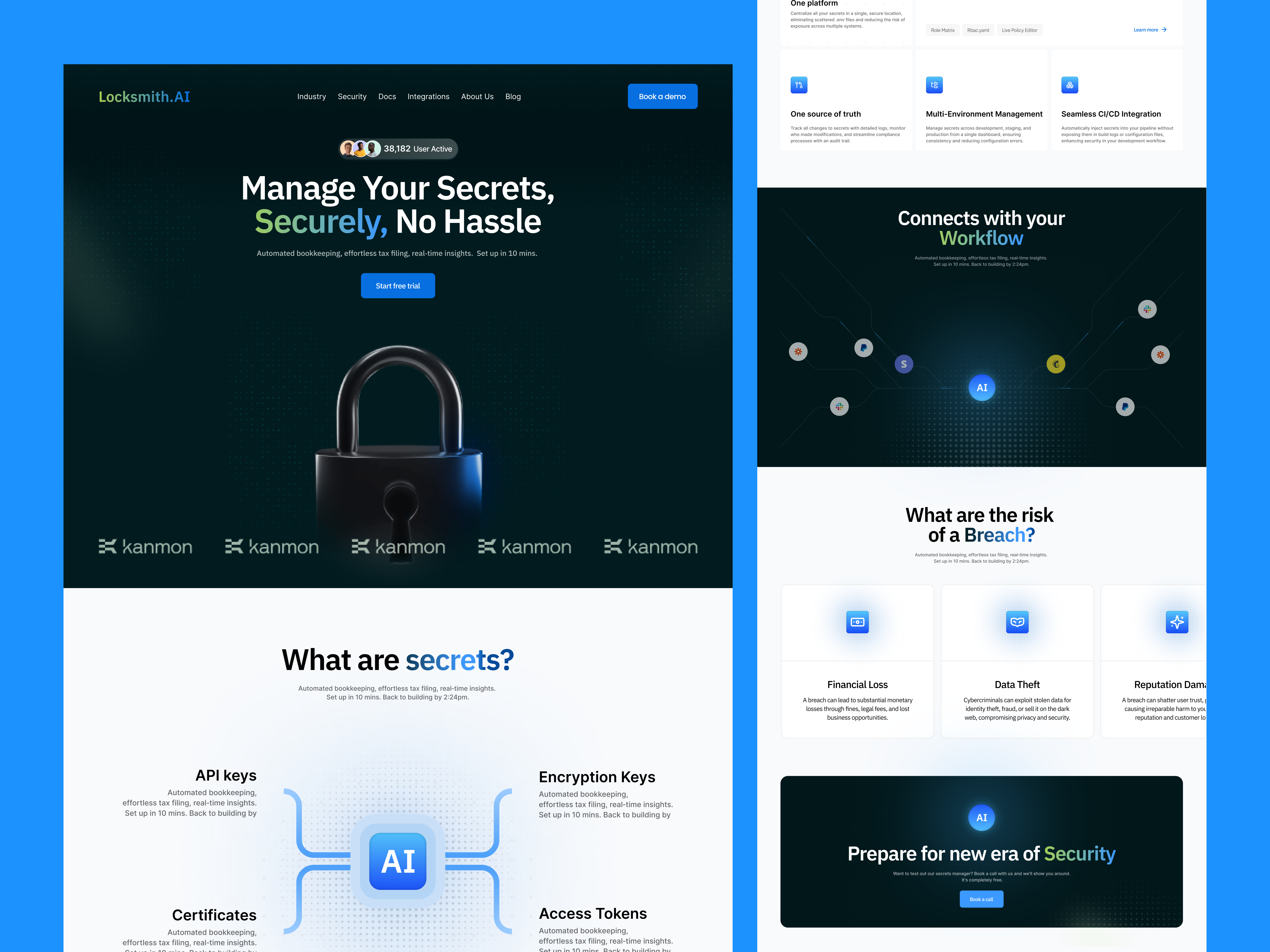 SaaS Landing Page Design - Locksmith.ai business crm dashboard web design dribbble dribble erp hrm landing page design product design saas saas landing page saas web design secure saas landing pag security platform ui design uiux web design web design services websites
