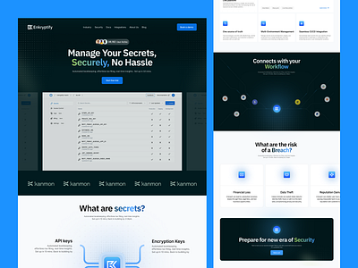 SaaS Landing Page Design - Enkryptify business crm dashboard web design dribbble dribble erp hrm landing page design product design saas saas landing page saas web design secure saas landing pag security platform ui design uiux web design web design services websites