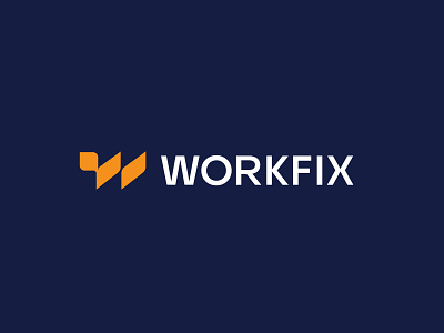 Workfix - logo and brand identity app logo blue brand identity branding construction app logo construction company logo logo design office renovation service logo office space logo orange w workfix workspace solutions
