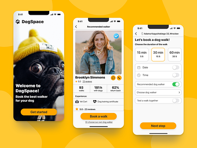 Case Study | Dog Walking App: Dog Space dog walking app pet app product design course dribbble