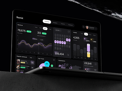Admin analytical dashboard for the fitness app analytic app design dashboard gym outcrowd platform saas statistic ui ui design ux uxui web platform