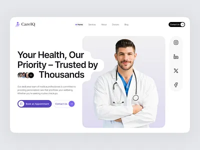 CareIQ – Healthcare Hero Section appointment doctor health healthcare website hero landing page popular section startup ui ux web website
