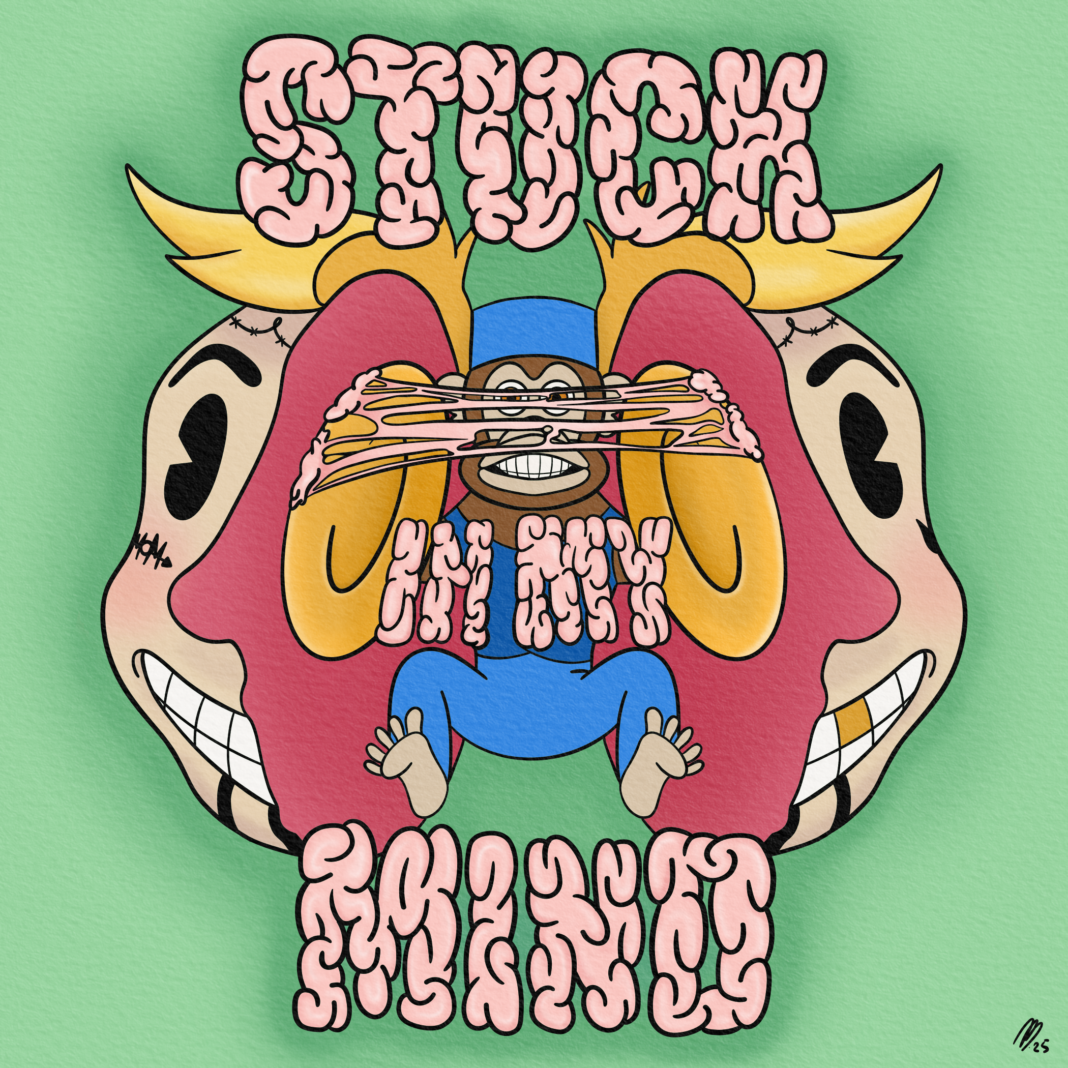 Stuck In My Mind | Illustration adobe fresco illustration design digital art graphic design graphic illustration illustration lettering retro retro cartoon retro style