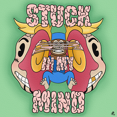 Stuck In My Mind | Illustration adobe fresco illustration design digital art graphic design graphic illustration illustration lettering retro retro cartoon retro style