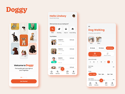 Dog Walking Mobile App - Doggy app mobile product design ui ux