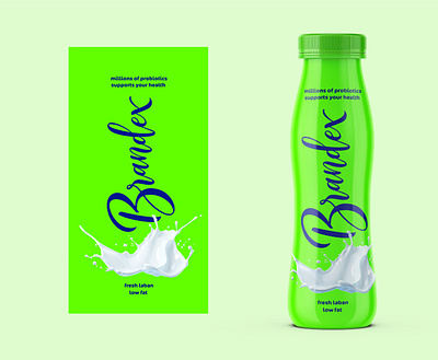 Brandex Fresh Laban: Vibrant Script & Splash Packaging drink show thinking