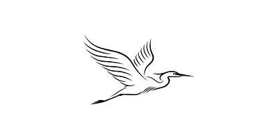 Flying Heron Bird Stylish Logo animal bird brandmark elegant flying heron lines logo luxury minimalist modern monogram vector wings