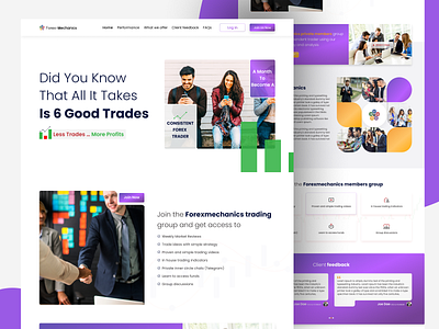 Trading tutor Landing page design figma designer landing page stock market ui ui design web page