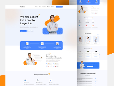 Health care landing page design doctor figma designer heath care landing page ui uiux design
