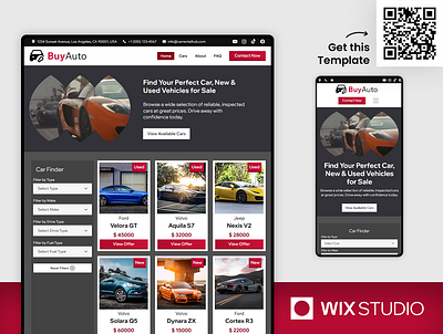 CarDealer - Wix Studio Template auto reseller website auto sales business car dealer template car dealership website car listing website car marketplace site car showroom car webdesign independent car seller modern car website wix car seller website wix car website wix studio website template