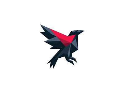 Geometric bird logo animal bird bold brand branding business logo crow emblem fashion flying geomatric icon mascot modern pictorial red vector wings
