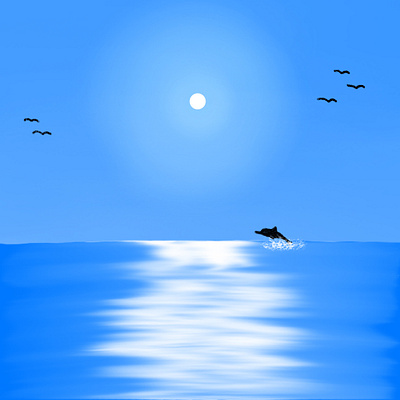 Dolphin in the sea digital art digital drawing illustration