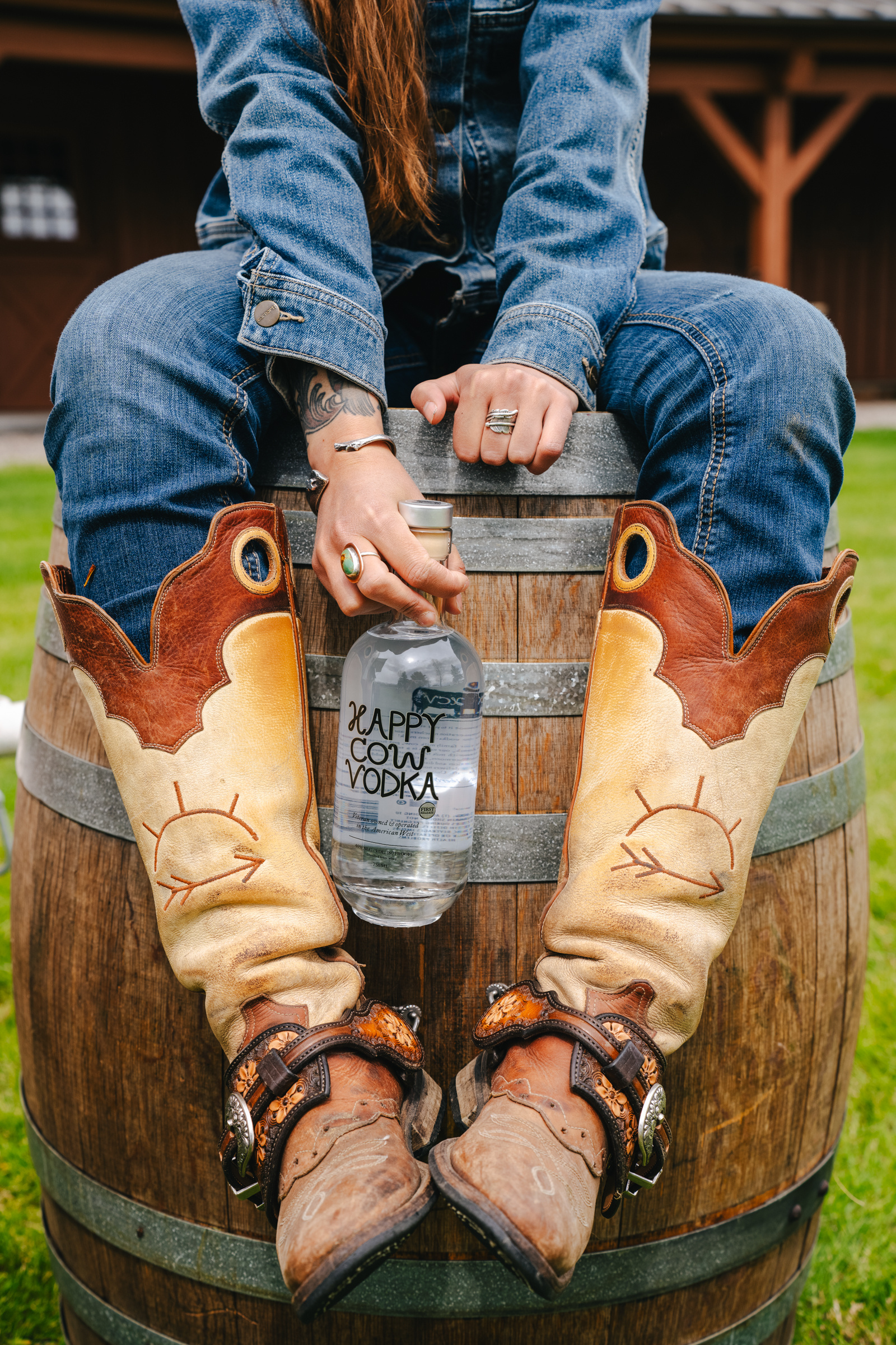 Happy Cow Vodka alcohol bottle branding branding design cow cowbirl glass label label design lettering logo packaging packaging design ranch type typography vodka west western wordmark