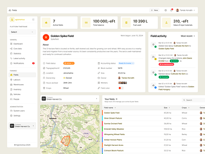Agronomus - Dashboard Components UI activity agricultural platform app cards cms components dashboard data visualization design farming icon information design map minimal design navigation sidebar table ui ux web app