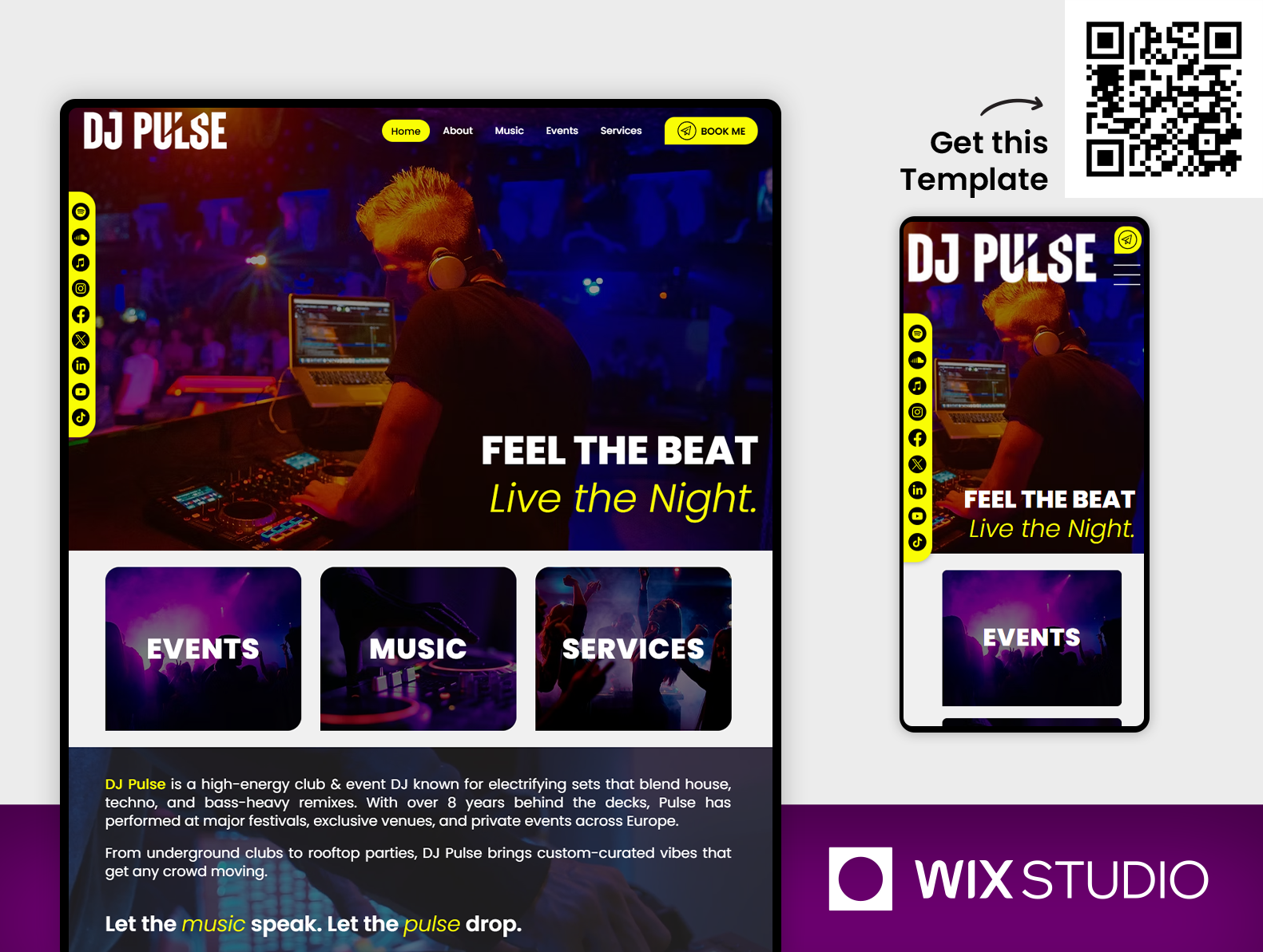 DJ & Music Producer - Wix Studio Website Template audio engineer club event website template club website disco website template dj music website template dj template dj website dj website template music author website design music producer website template music webdesign music website music website template party website template website template wix music wix studio dj wix studio website wix studio website template wix website template