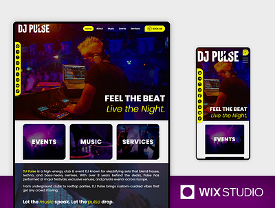 DJ & Music Producer - Wix Studio Website Template audio engineer club event website template club website disco website template dj music website template dj template dj website dj website template music author website design music producer website template music webdesign music website music website template party website template website template wix music wix studio dj wix studio website wix studio website template wix website template