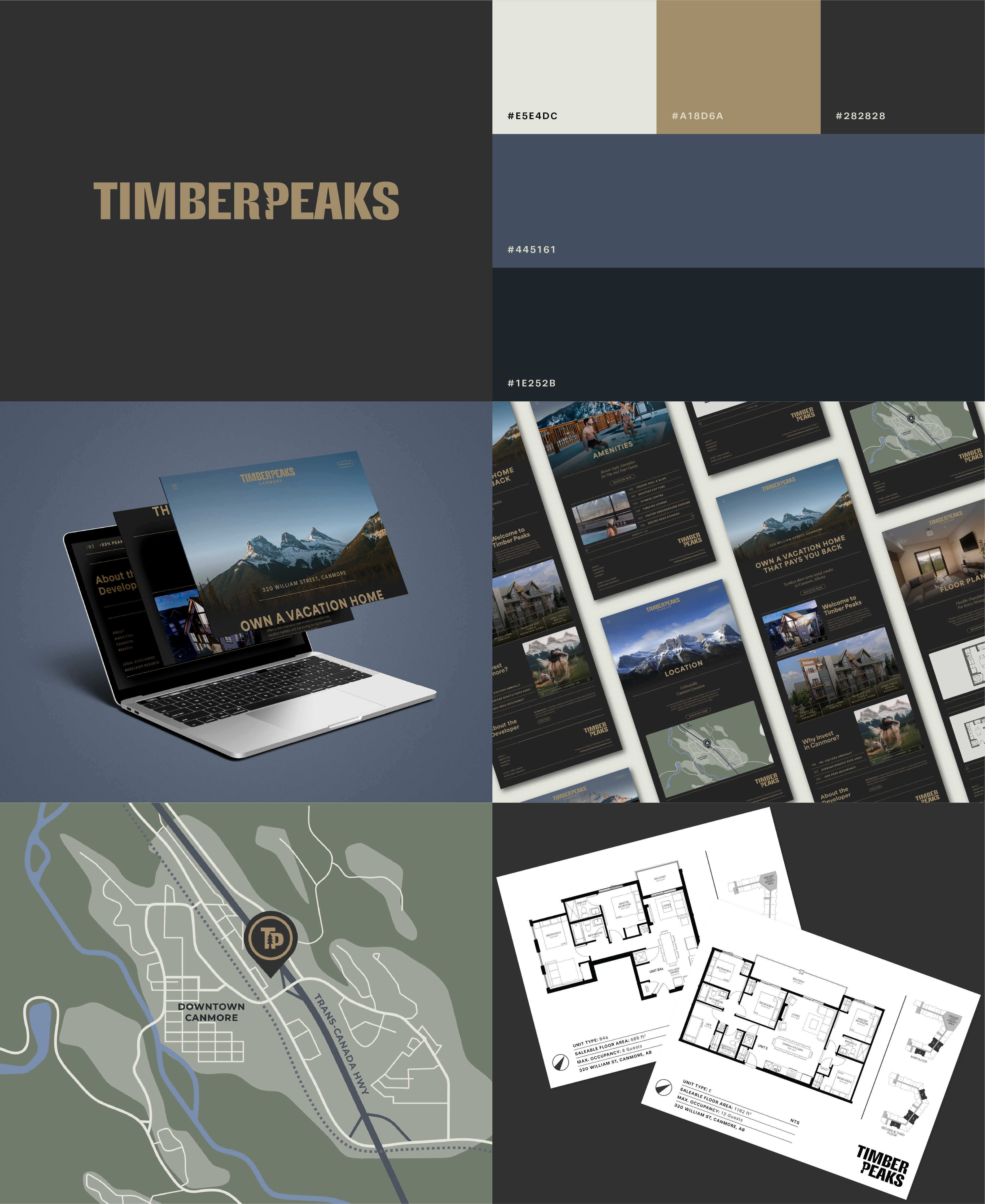 Timber Peaks brand identity branding graphic design logo propertydevelopment real estate visual identity web design