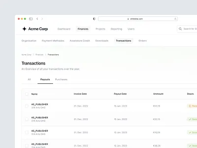 Transaction Table Design breadcrumb c2a design navigation product status table ui user user interface