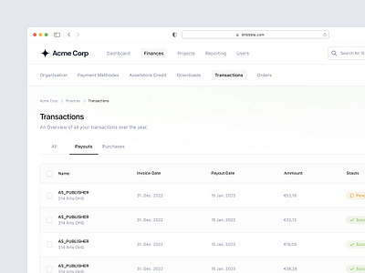 Transaction Table Design breadcrumb c2a design navigation product status table ui user user interface