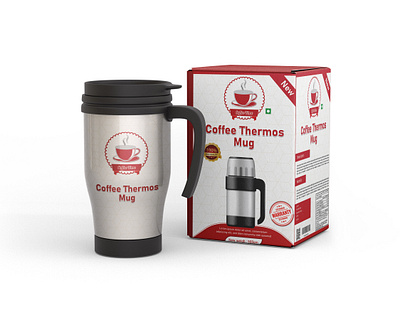 Coffee Thermos Mug Box Packaging Design box design coffee mog coffee mug box label design packaging design