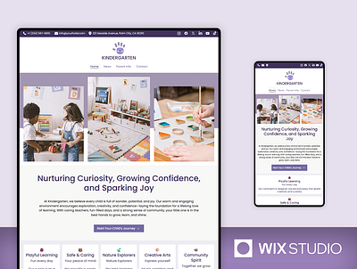 Kindergarten - Wix Studio Website Template child daycare child learning center childcare business daycare center education webdesign infant care website kids daycare website kids webdesign kids website template kindergarten website design learning webdesign montessory website nursery school nursery website preschool website template purple website design school website toddler webdesign wix studio template wix studio website template