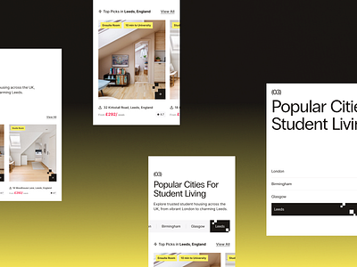 Popular Cities - Exploration accomodation design desktop exploration mobile property realestate student student housing typography ui
