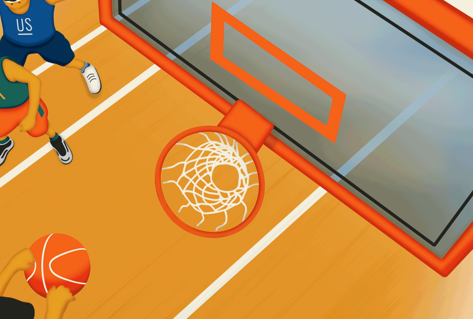 Slam Dunk, for Infuse 2d 2d animation animation ball basketball character dunk game illustration motion motion graphics player