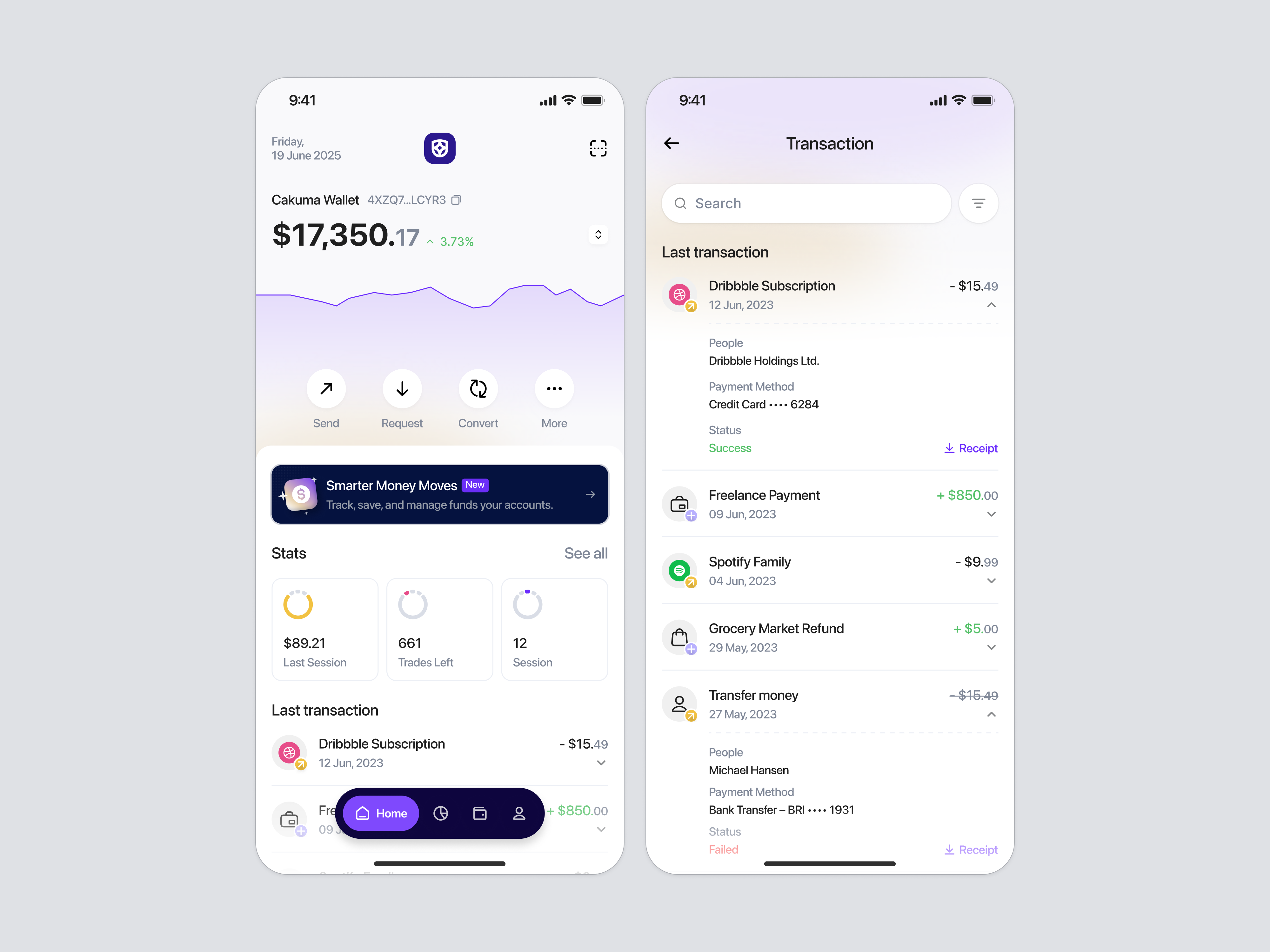 Crypto Wallet Mobile App: Wallet Overview & Transaction History by ...