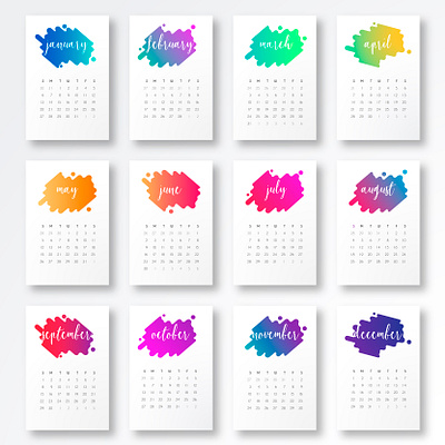 calendar template with colorful shapes graphic design