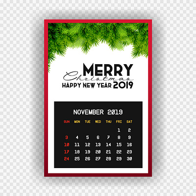 Christmas happy new year calendar graphic design