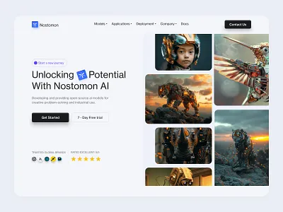 Nostomon AI – Powering Creativity with Open-Source Intelligence aimodels aistartup aiwebsite clean ui creative ai futureleaders futuristicdesgin generaticeai herosection landingpage modernwebdesign nextgenleaders opnesorceai productdesgin techdesgin uiux webdesign website