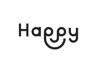 Happy branding creative face happiness happy joy logo wordmark