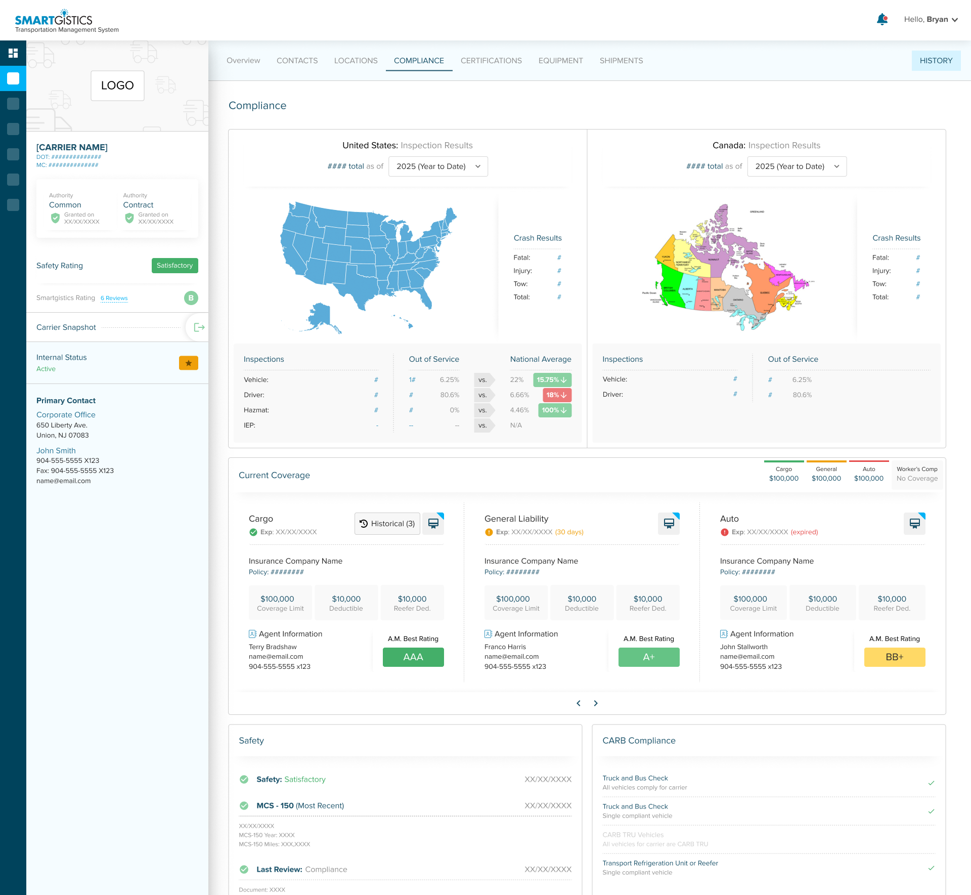 Transportation Management System - Logistics and Shipping b2b carrier management cms dashboard internal tools logistics shipping tmns transportation