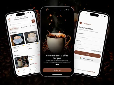 Coffee Mobile App UI Concept app coffeeapp coffeelovers design dribbble mobile app mobileapp ui uidesign ux uxdesign