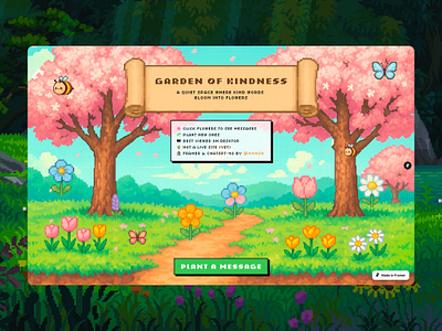 garden of kindness design experience framer interactive pixel art play playground prototype ui ui challenge web web design website