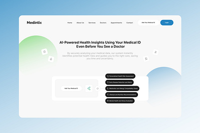 Medintix – AI-Powered Health Insights Homepage UI ai health dashboard apple watch integration figma medical ui kit health saas template medical id interface modern healthcare platform personal health tracker preventive health app smart checkup ui wearables health sync