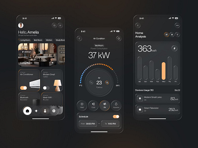 Smart Home App Design | UIUX Design ambient design android app design control app dashboard glassmorphism home automation interface ios iot design lifestyle app mobile app smart device smart home app smart home ui smart security ui smart system uiux