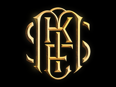 Black & Gold Metallic Monogram brand branding design gold illustrator logo metallic monogram type typography